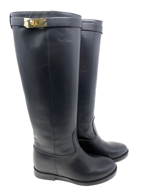 Damenstiefel mit innenliegendem Keilabsatz und Accessoire IL LACCIO | GS185338HVITELLONERO